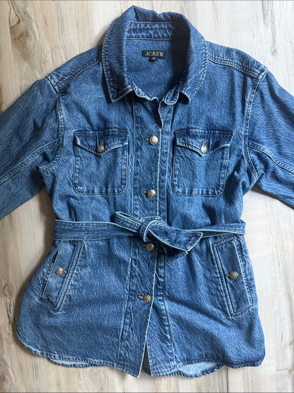 J. Crew Blue Denim Belted Jean Jacket